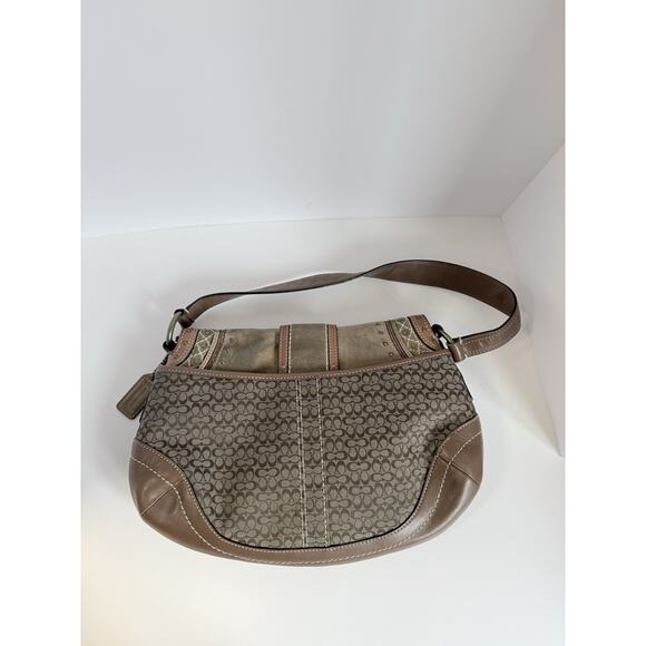 Coach Vintage Y2K Soho F11517 Signature C Canvas Patchwork Hobo Bag Tan - Picture 7 of 11